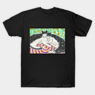 Snuggletime kitty cats art painting T-Shirt